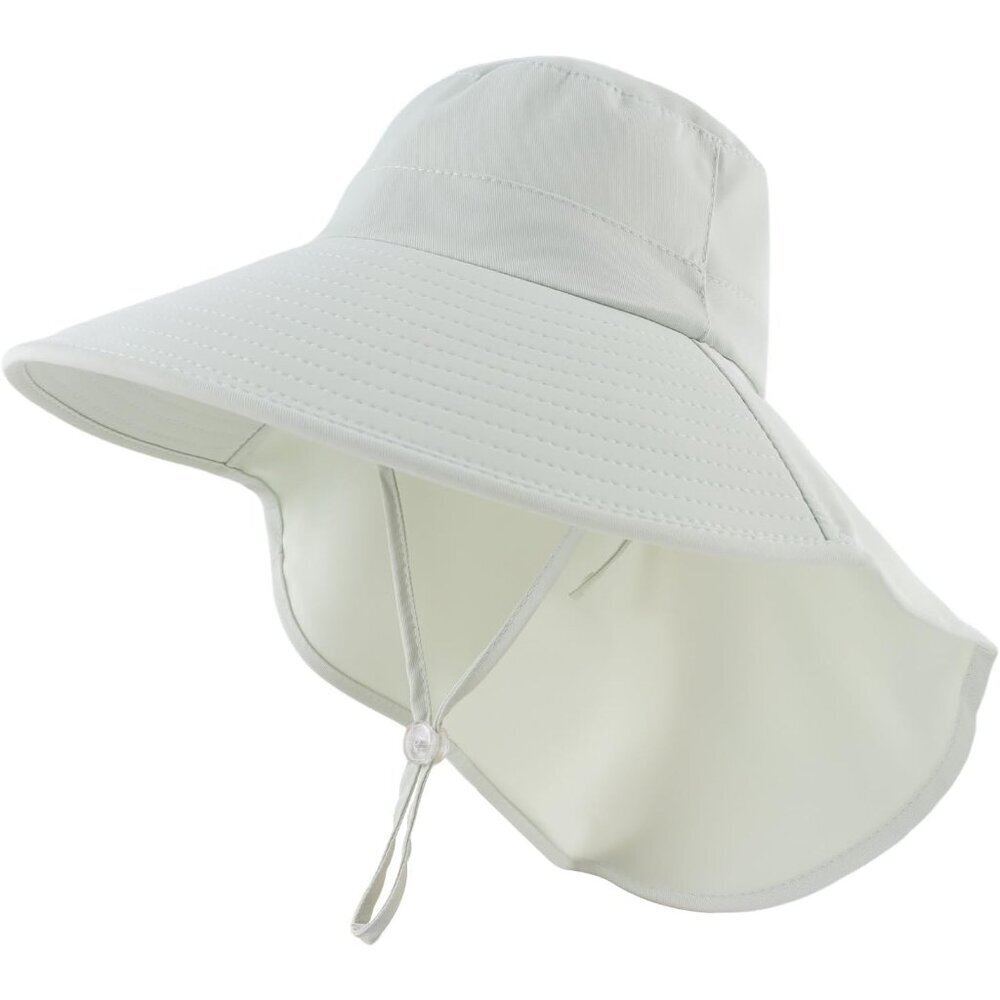 Women's Light Green 100% Polyester Wide Brim Uv Protection Chin Strip Beach Hat